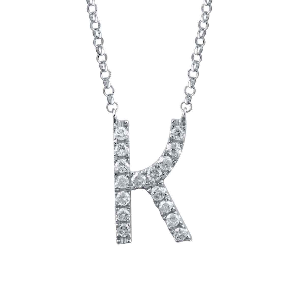 1/10 ct. tw. Diamond Letter K 10mm Pendant in 10K White Gold