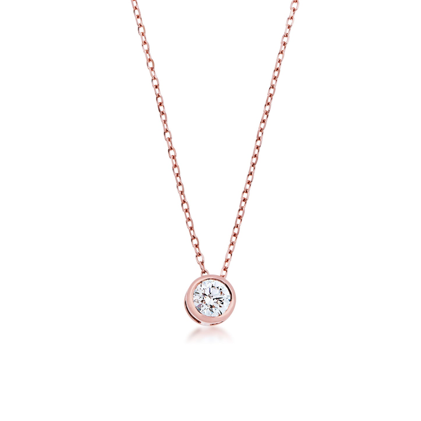 1/4 ct. tw. Round Sliding Bezel Set Diamond Pendant in 14K Pink Gold