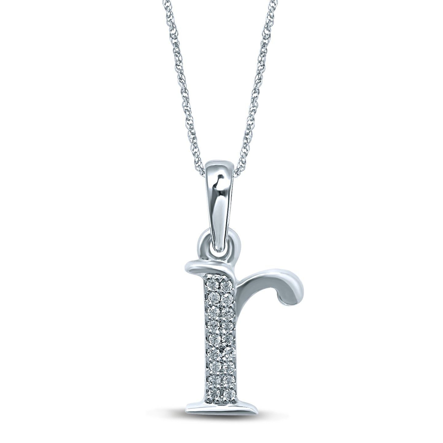 .03 ct. tw. Diamond Initial 'R' Pendant in 10K White Gold