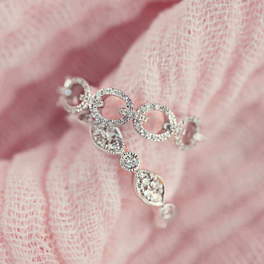 Perfect Match 1/3 ct. tw. Cluster & Single Diamond Stackable Anniversary Ring in 10K White Gold close-up detail
