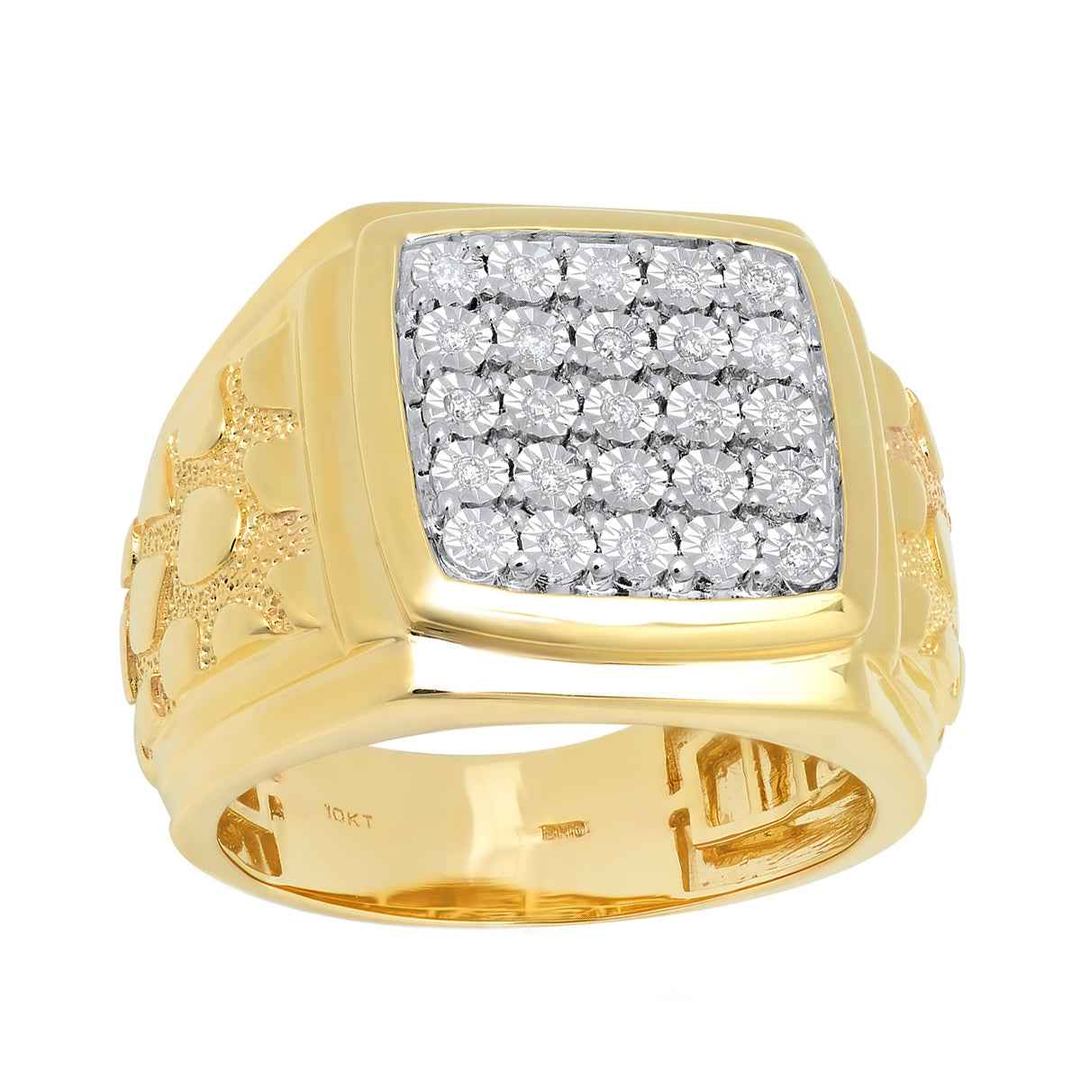 1/5 ct. tw. Men's Diamond Cluster Fashion Ring in 10K Yellow Gold