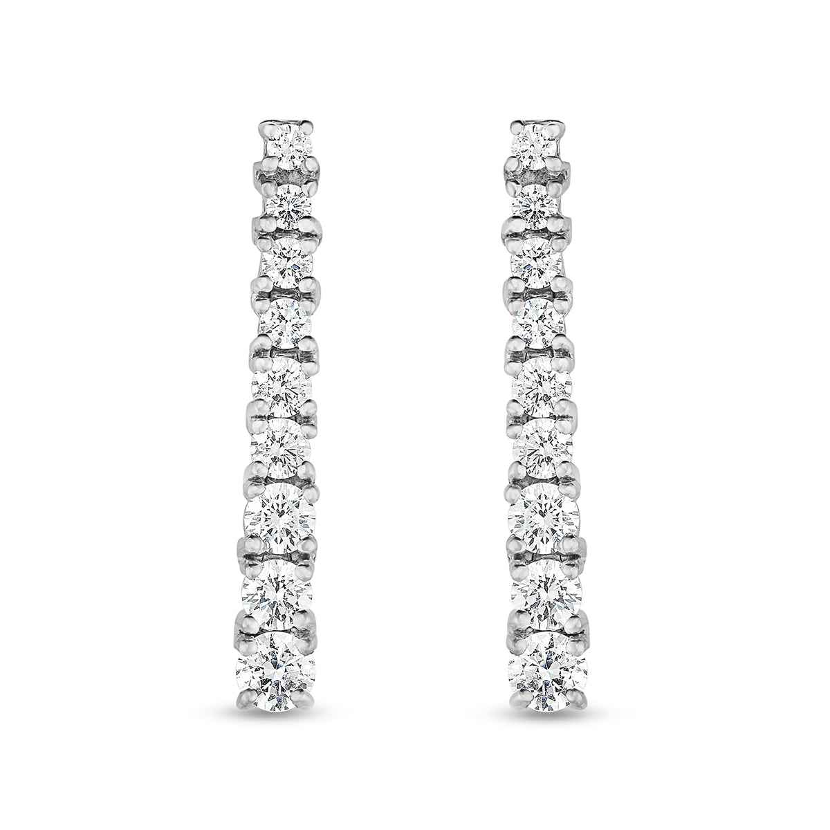 Journey Collection 1-5/8 ct. tw. Round Diamond Tapered Dangle Earrings in 14K White Gold