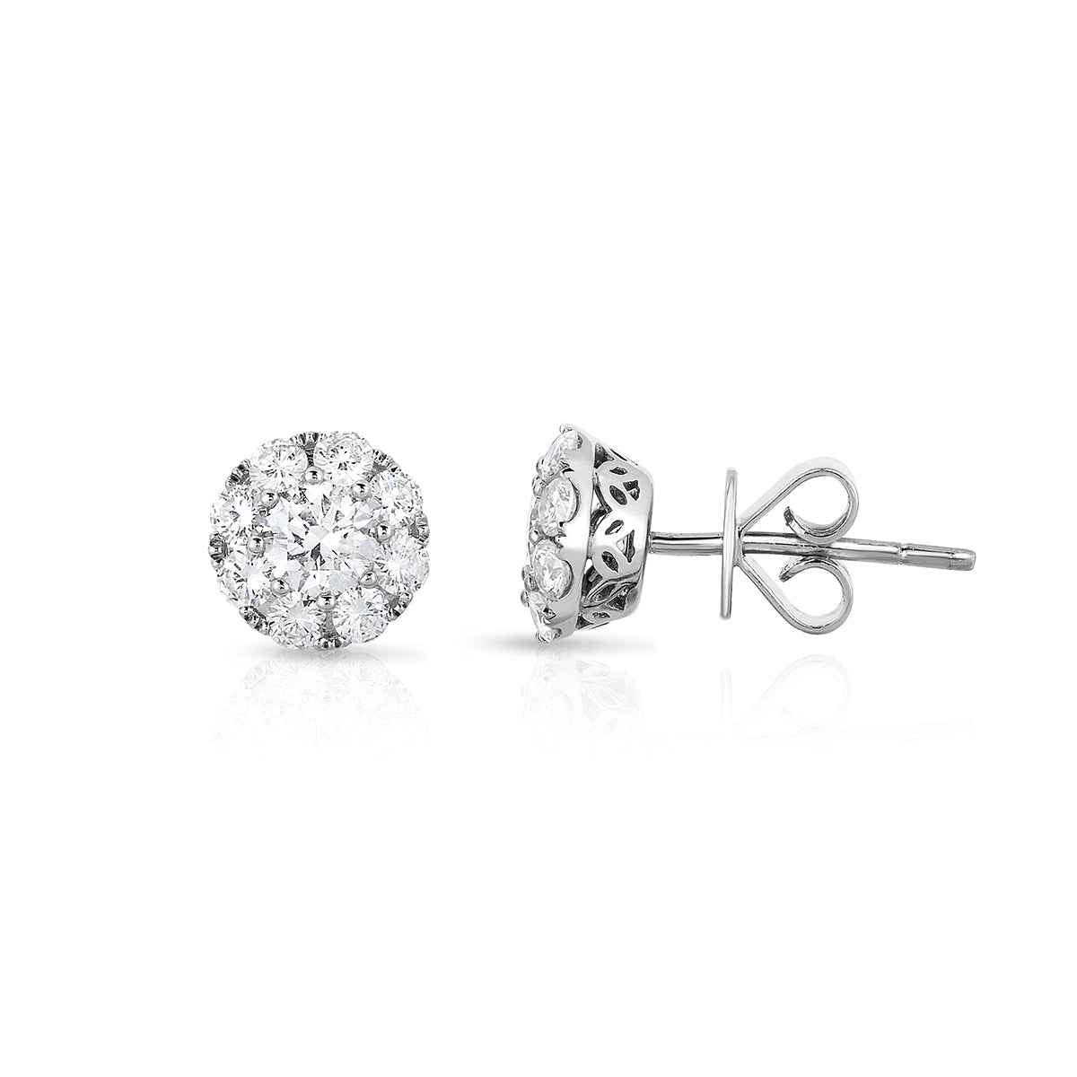 1 ct. tw. Diamond Cluster Stud Earrings in 14K White Gold