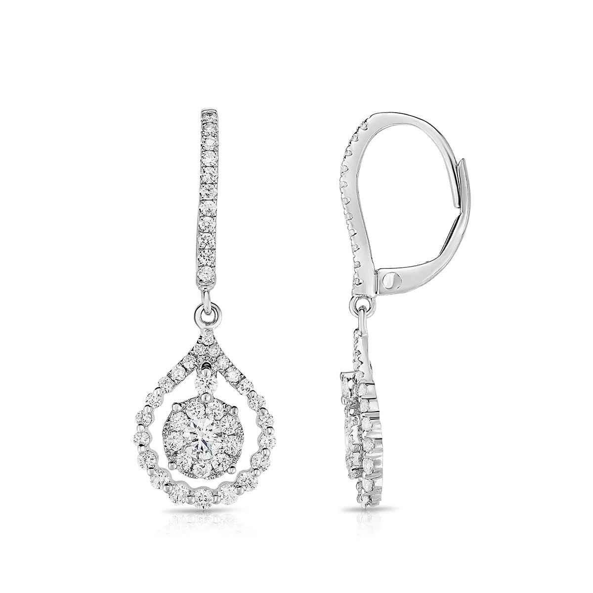 Fairytale Diamonds 1 ct. tw. Diamond Cluster Teardrop Dangle Earrings in 10K White Gold