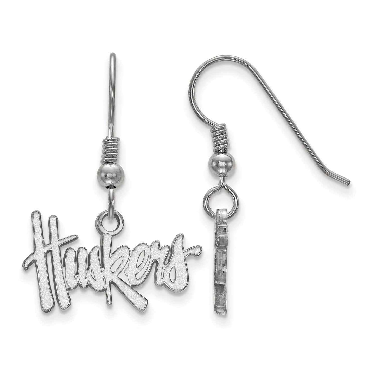 Ladies' Nebraska Huskers Dangle Logo Earrings in Sterling Silver