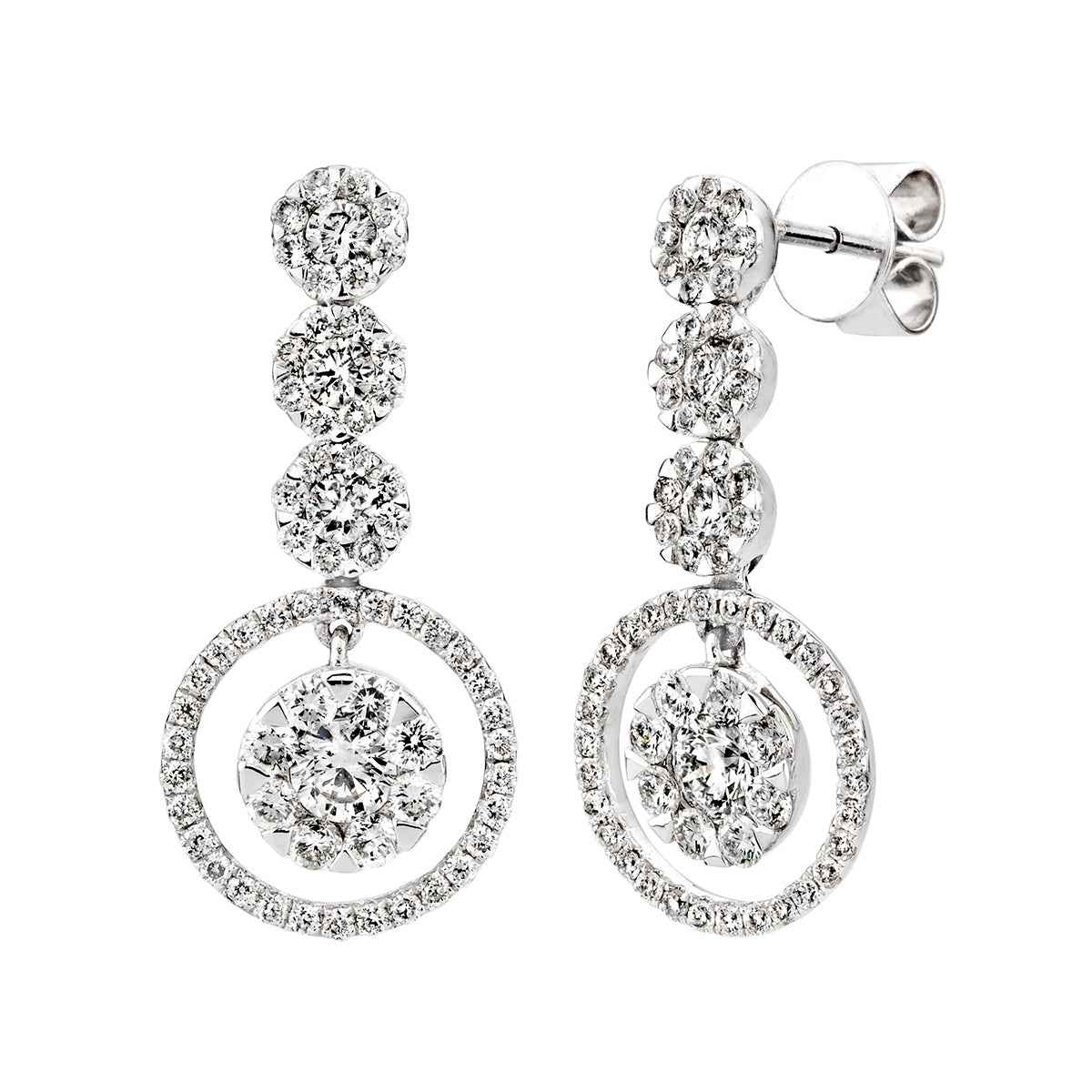 Fairytale Diamonds 1-3/4 ct. tw. Diamond Multi-Cluster Floating Halo Dangle Earrings in 14K White Gold