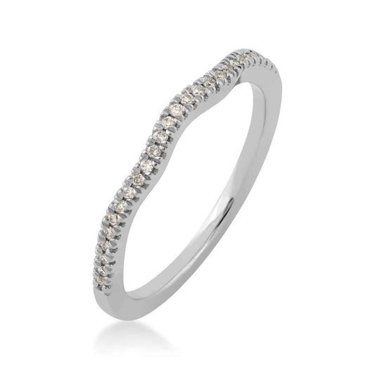 Perfect Match 1/10 ct. tw. Round Diamond Curved Stackable Anniversary Ring in 10K White Gold front view