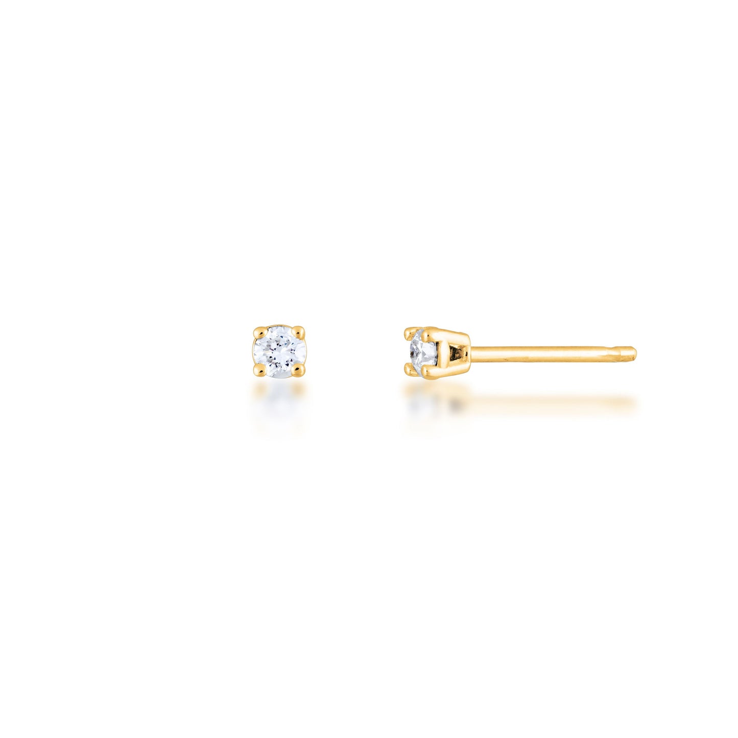 1/10 ct. tw. Round Brilliant Diamond Stud Solitaire Earrings in 14K Yellow Gold