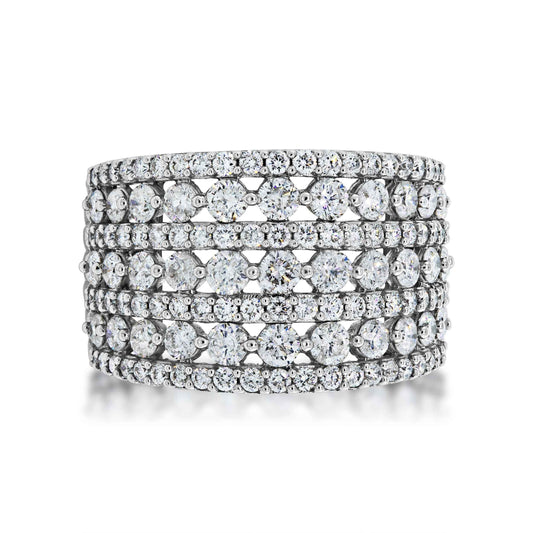 2 ct. tw Round 7-Row Diamond Wedding Anniversary Band in 10K White Gold close-up detail