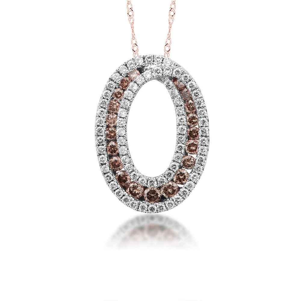 Mocha and White Diamond Pendant in Pink Gold