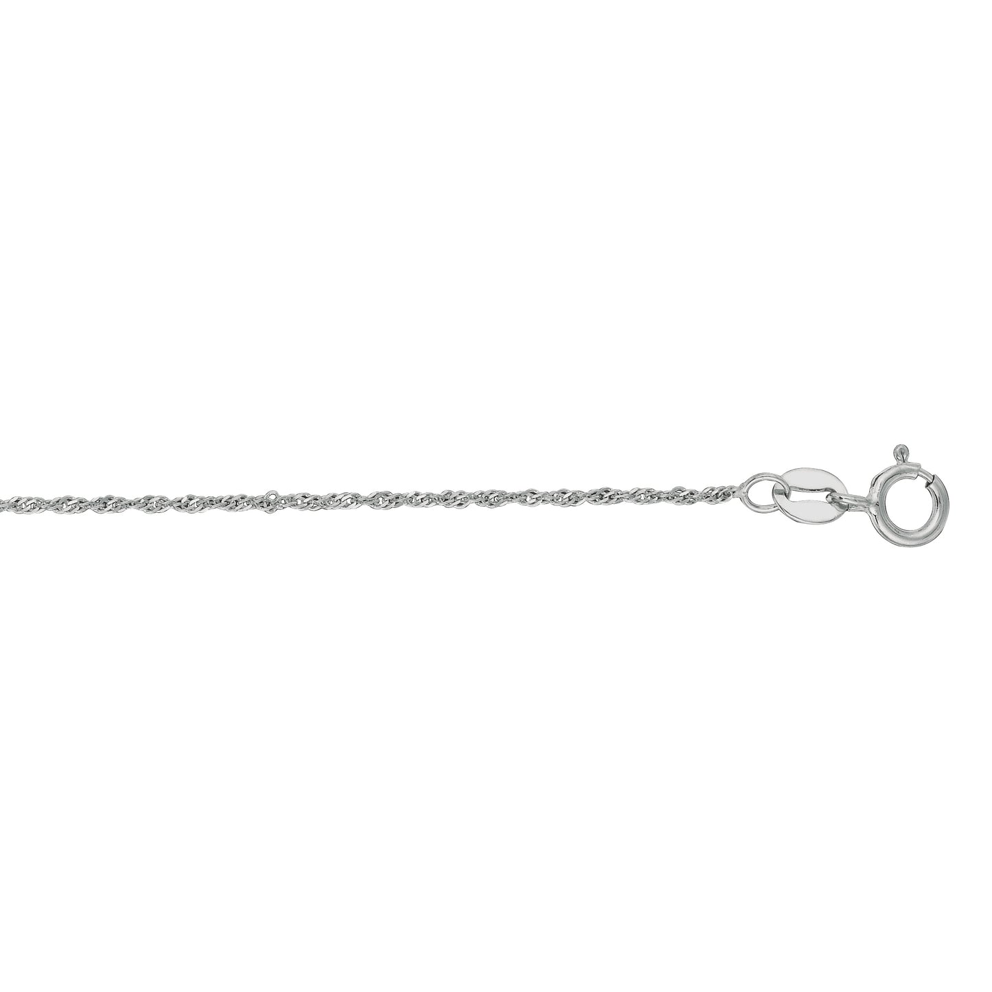 1mm 18-inch Singapore Chain 14K White Gold front view