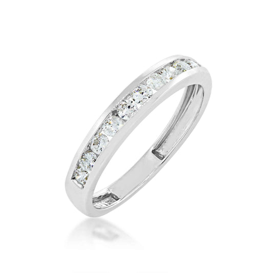 1/2 ct. tw Round Brilliant Diamond Channel Set Anniversary Band in 10K White Gold front view