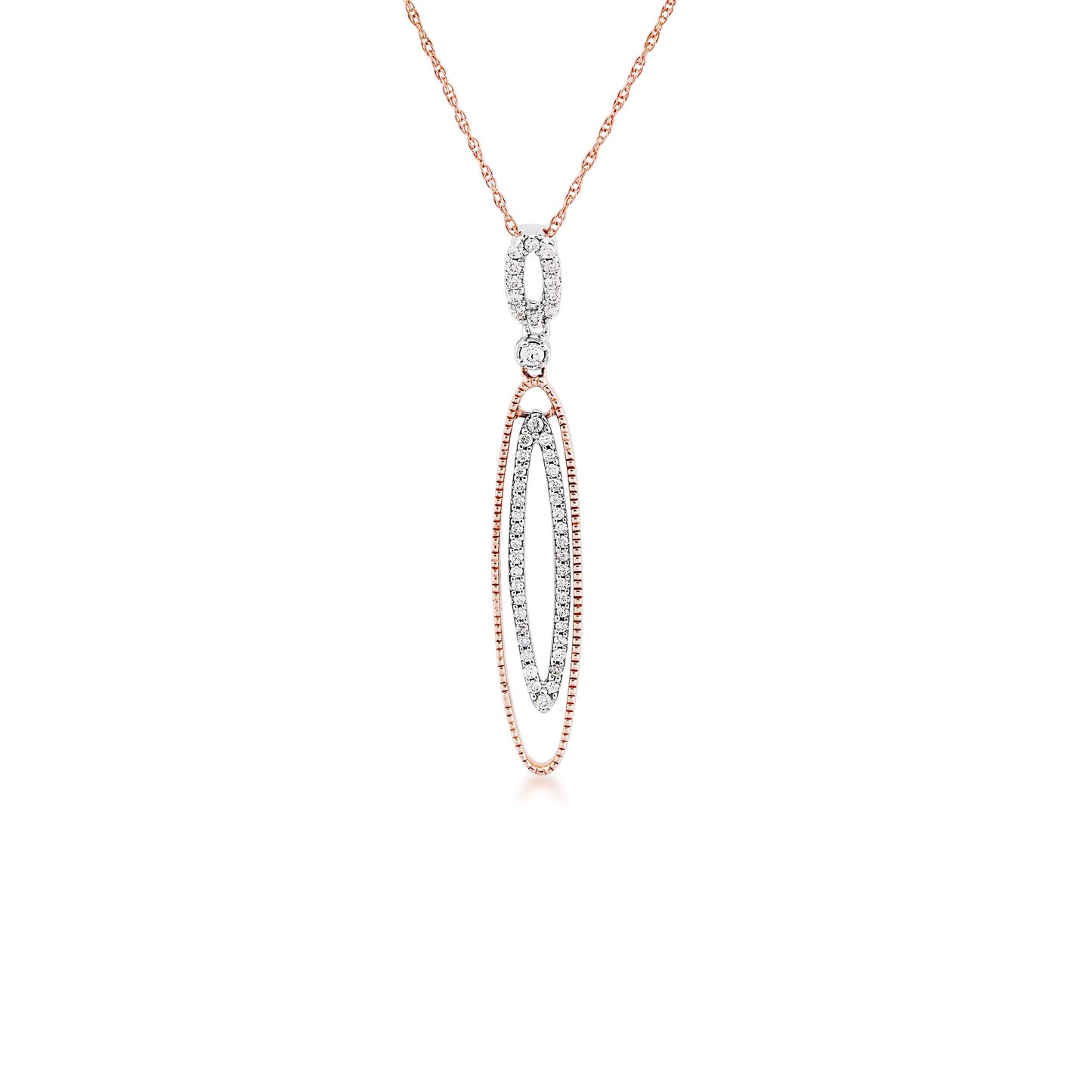 1/5 ct. tw. Diamond Fashion Oval Pendant in 10K White and Pink Gold