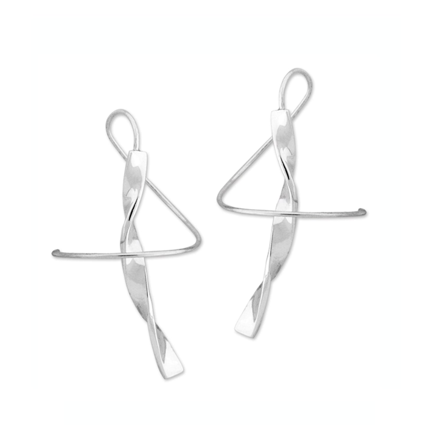 Twisted Design and Spiral Earrings in Rhodium-Plated Sterling Silver