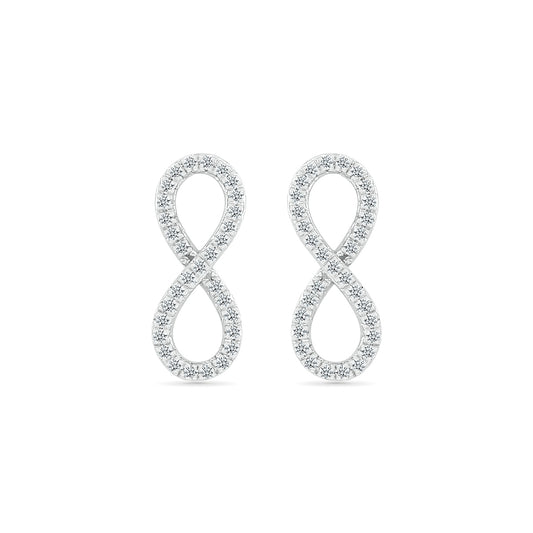 1/8 ct. tw. Diamond Infinity Earrings in 10K White Gold close-up detail