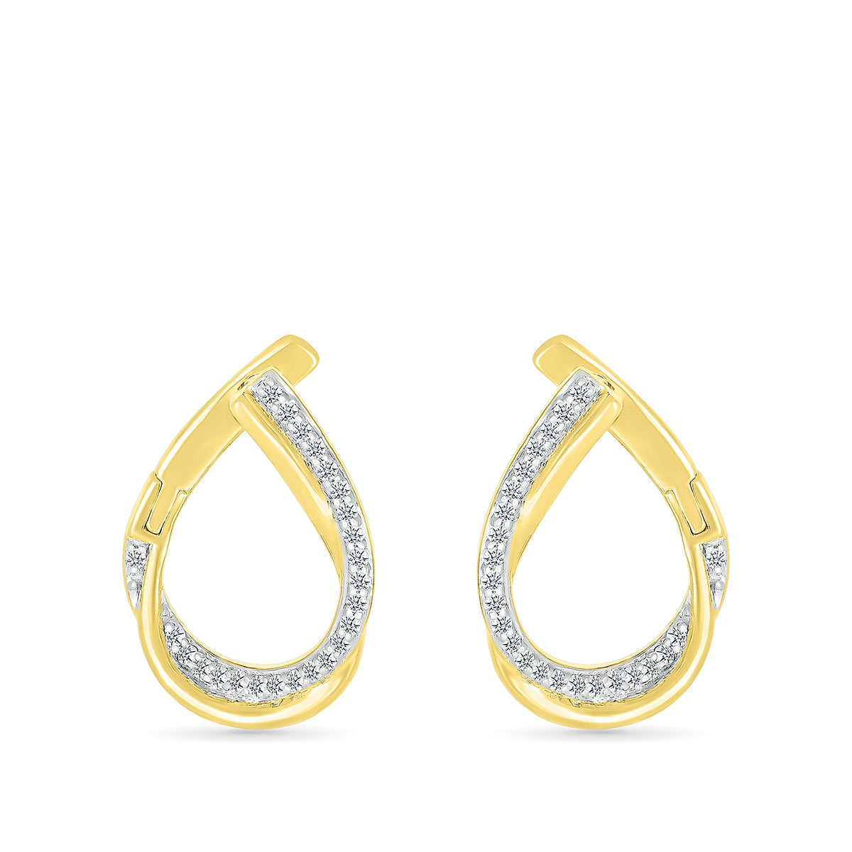 1/5 ct. tw. Diamond Front-Facing Hoops in 10K Yellow Gold close-up detail