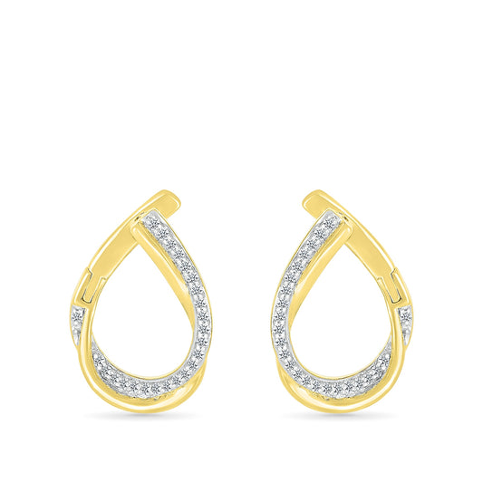 1/5 ct. tw. Diamond Front-Facing Hoops in 10K Yellow Gold close-up detail