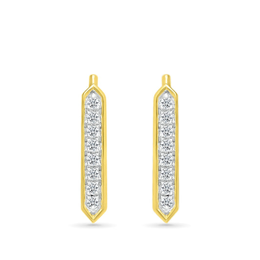 1/8 ct. tw. Diamond Bar Ear Climber in 10K Yellow Gold close-up detail