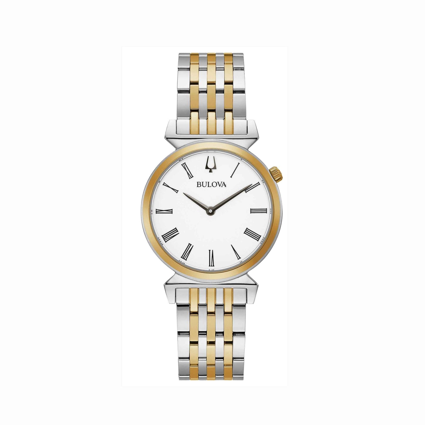 Bulova Ladies' Regatta Slim Analog Watch with White Dial and Two-Tone Stainless Steel Bracelet