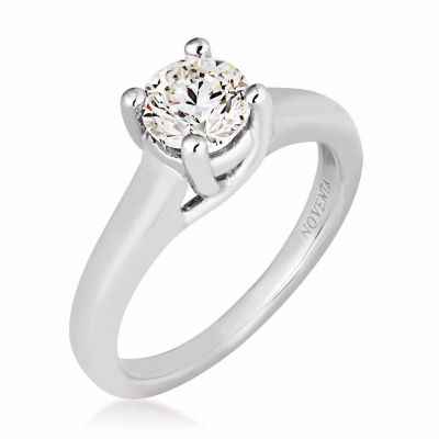 Noventa 1/2 ct. tw. Round Diamond Solitaire Engagement Ring in 14K White Gold front view