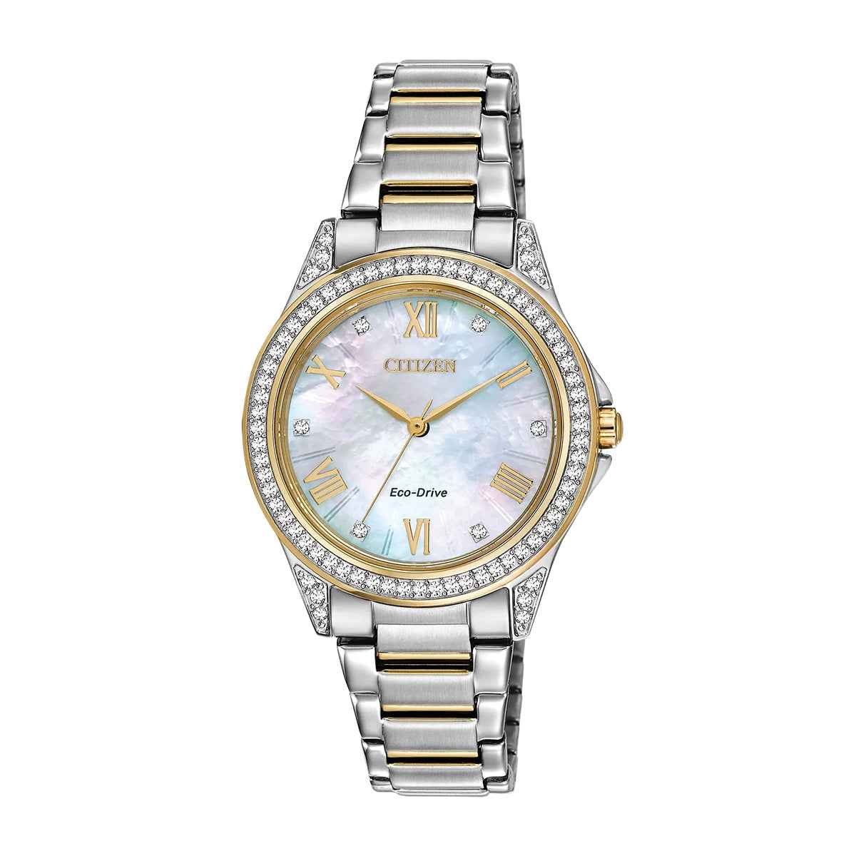 Citizen Ladies' Sport Casual Eco-Drive Two-Tone Stainless Steel Watch with Mother of Pearl Dial