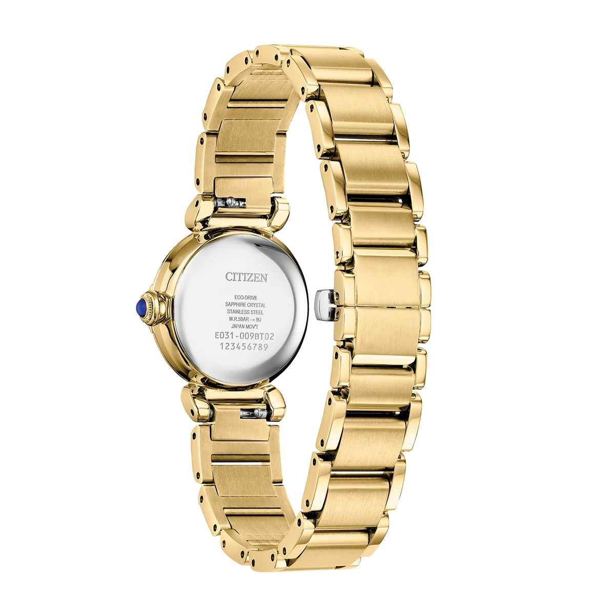 Citizen Ladies' L Mae Eco-Drive Stainless Steel Watch with Black Dial front view