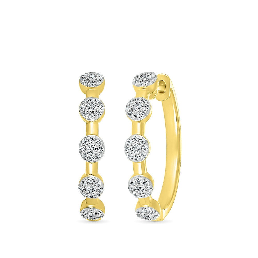 3/8 ct. tw. Diamond Cluster Hoop Earrings in 10K Yellow Gold