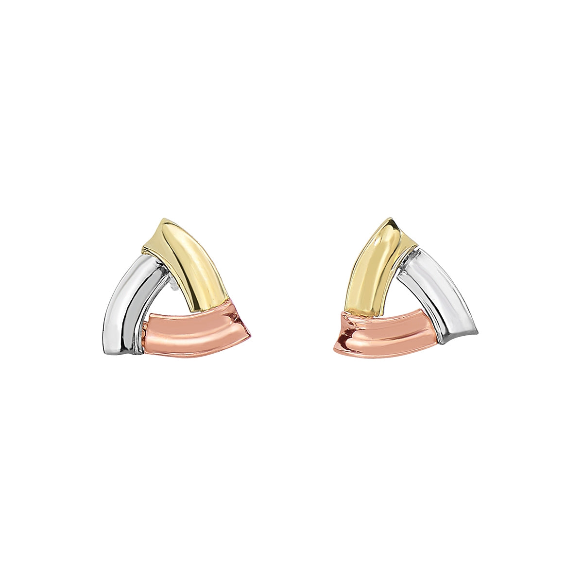 Triangle Earrings in 14K Tri-Tone Gold