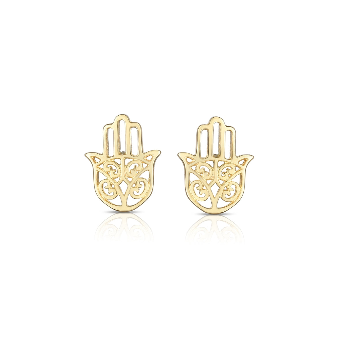 Hamsa Earrings in 14K Yellow Gold
