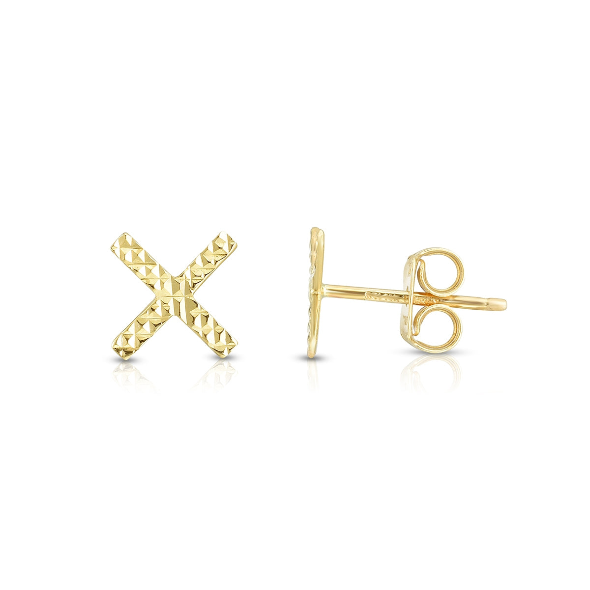 Textured X Earrings in 14K Yellow Gold