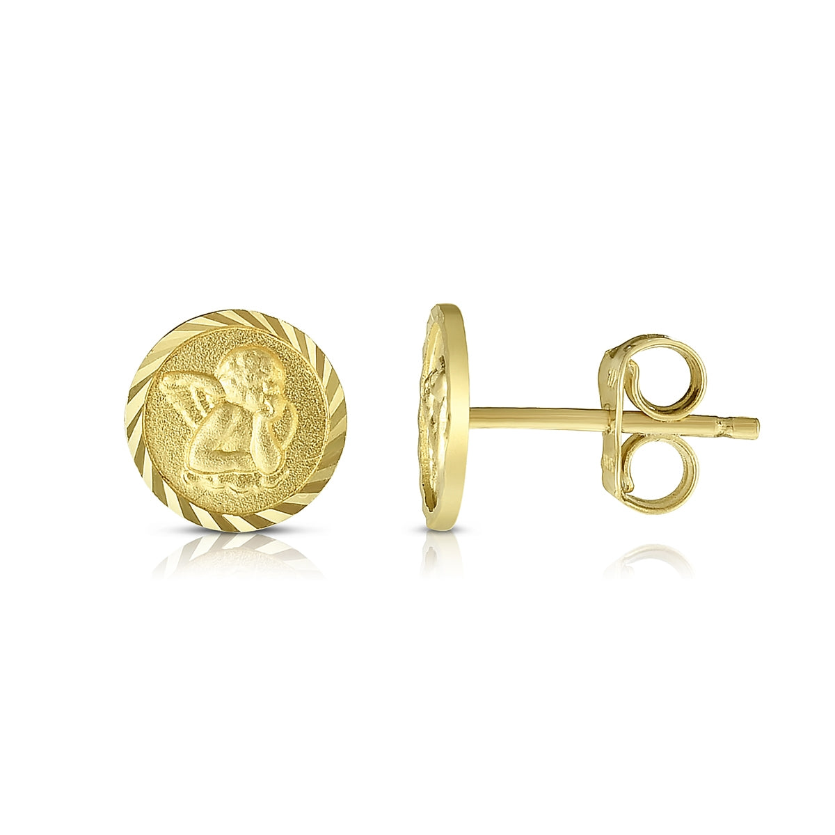 Circle Angel Earrings in 14K Yellow Gold