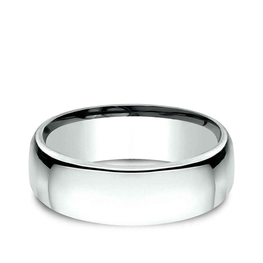Benchmark Men's 7.5mm Euro Comfort Fit Polished Wedding Ring in 14K White Gold