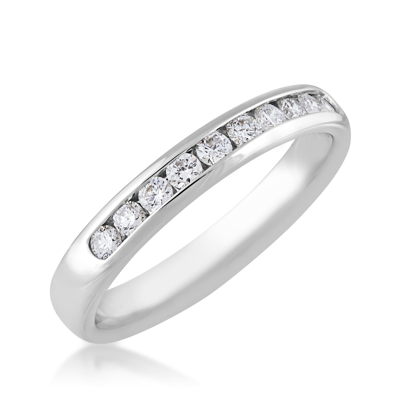 1/3 CT. TW. Round Diamond Channel Set Anniversary Ring in 14K White Gold front view