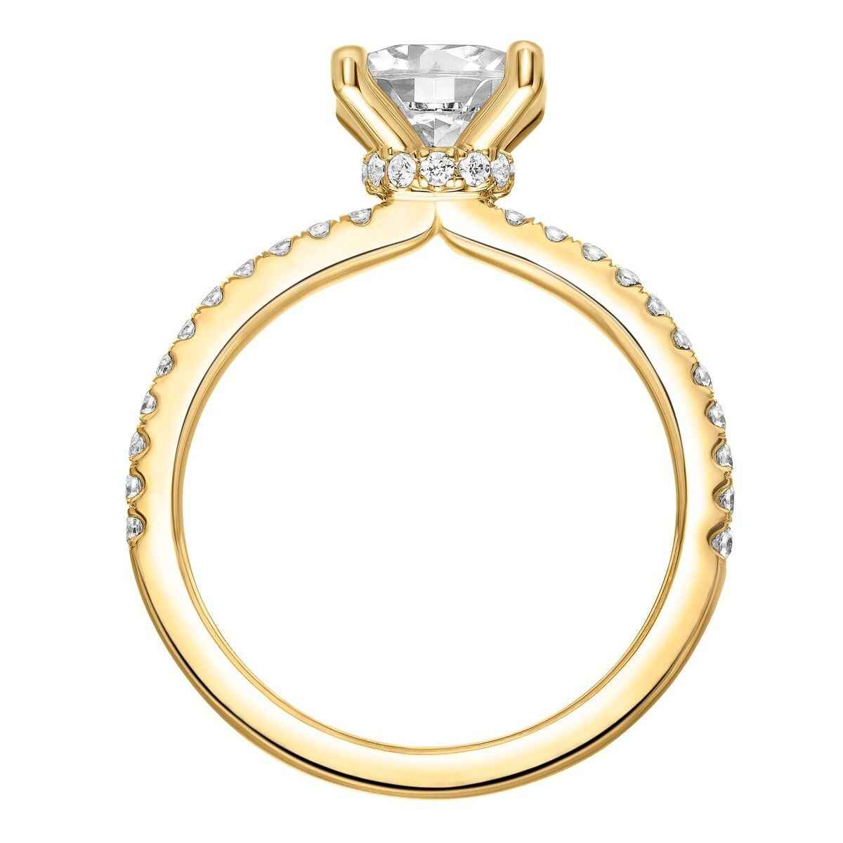Artcarved Classic 1/4 ct. tw. Princess Cut Diamond Semi-Mount Engagement Ring in 14K Yellow Gold close-up detail