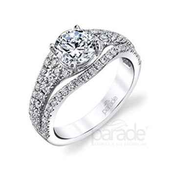 Parade 5/8 ct. tw. Round 3 Layer Diamond Band Accented Semi-Mount Engagement Ring in 18K White Gold