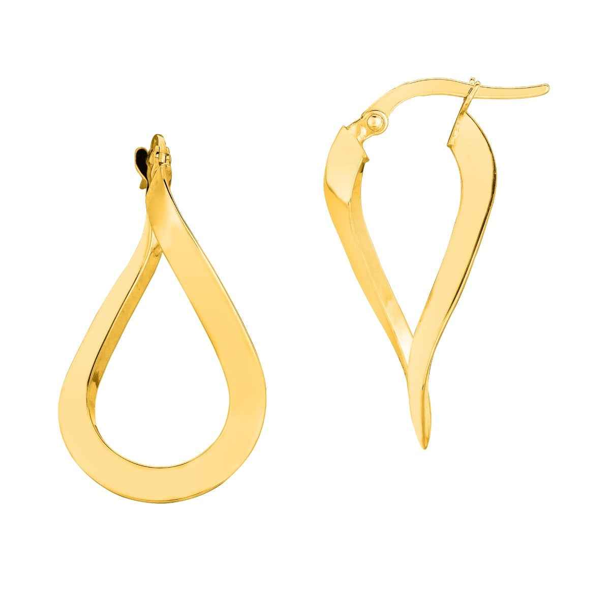 Shiny Twisted Oval Earrings in 10K Yellow Gold