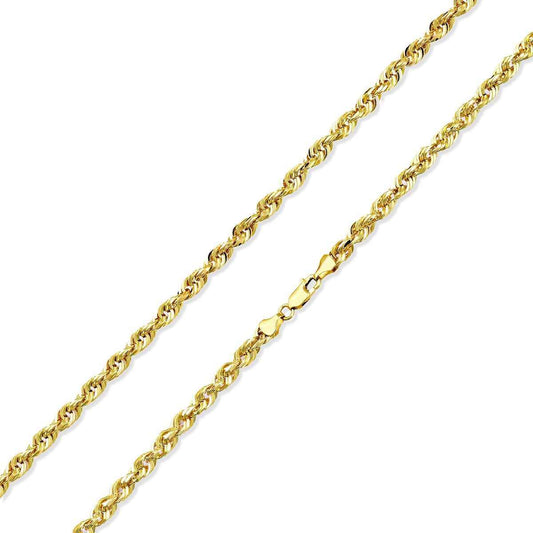 5.4mm 24-inch Solid Diamond Cut Rope Chain in 10K Yellow Gold front view