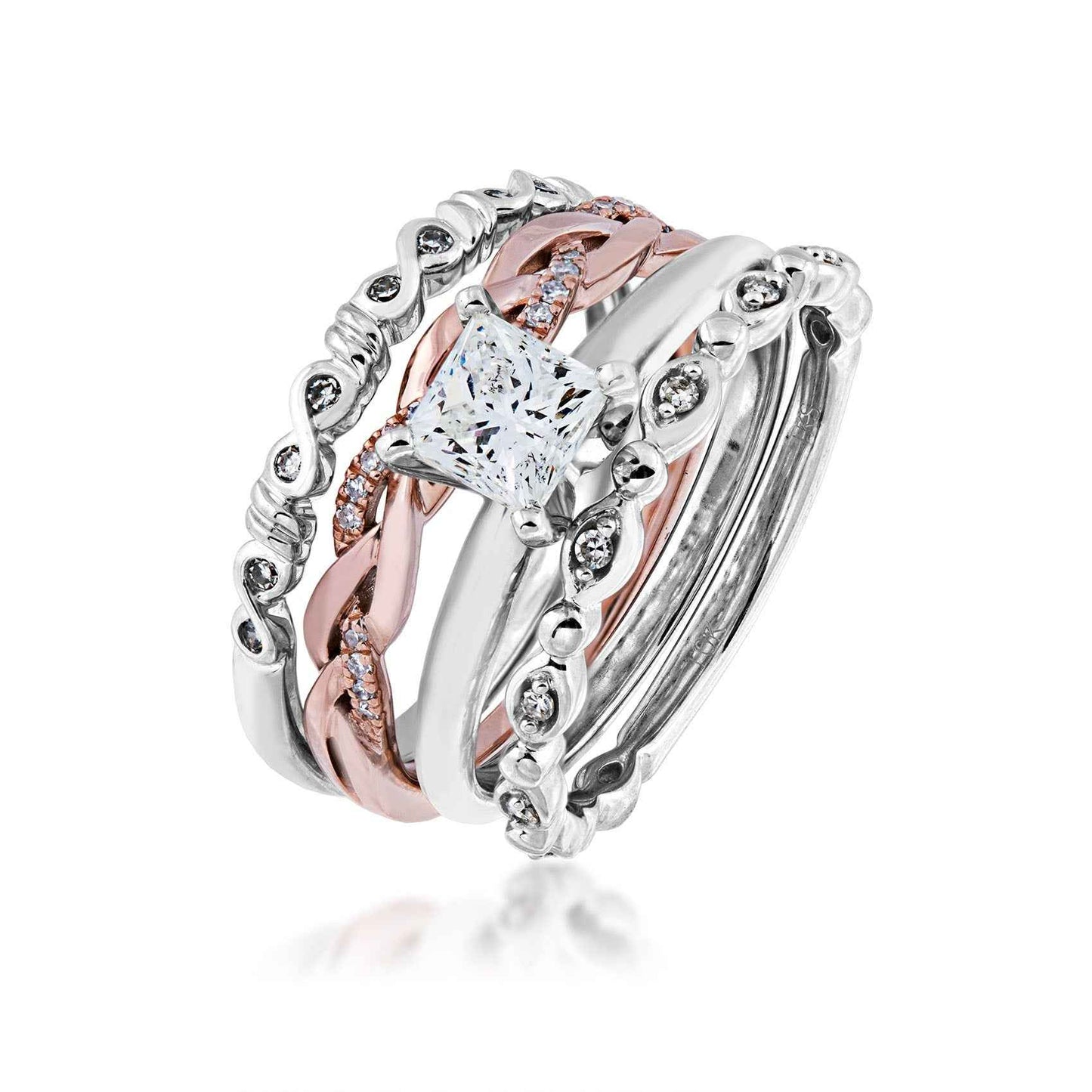 Natural 3/4 ct. tw. Princess Cut Diamond Solitaire Engagement Ring in 14K White Gold close-up detail