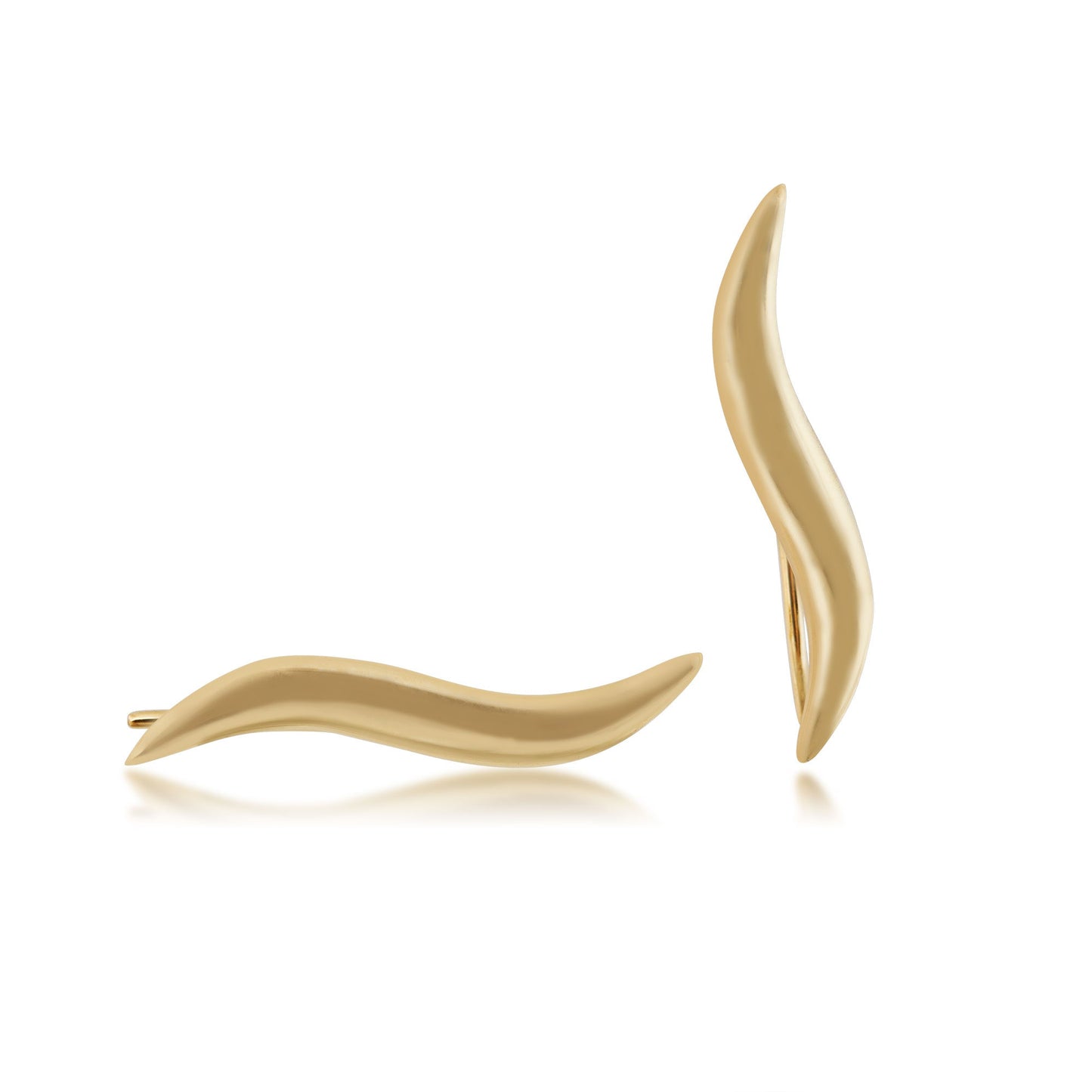 Wave Design Ear Climbers/Crawlers in 10K Yellow Gold