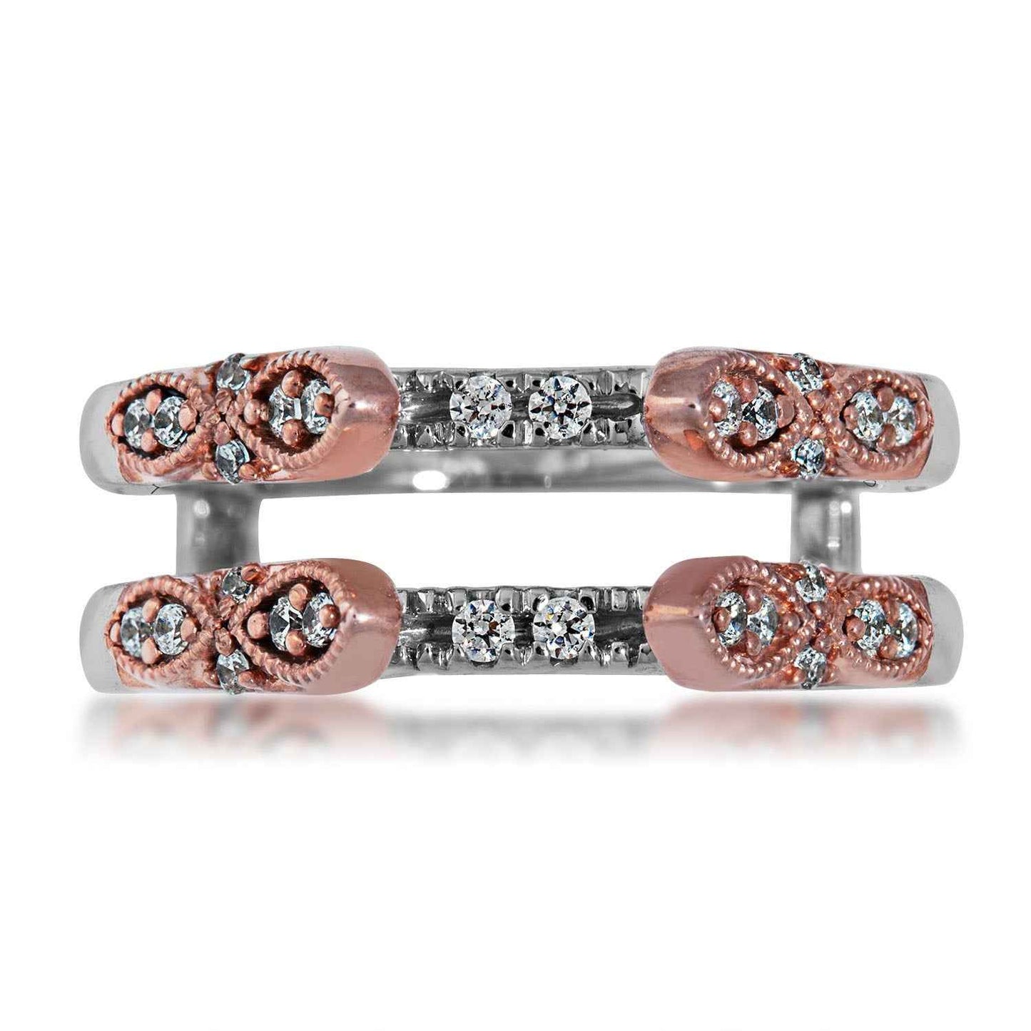 1/4 ct. tw. Diamond Ring Enhancer with Split Shank Center in 14K Pink & White Gold close-up detail