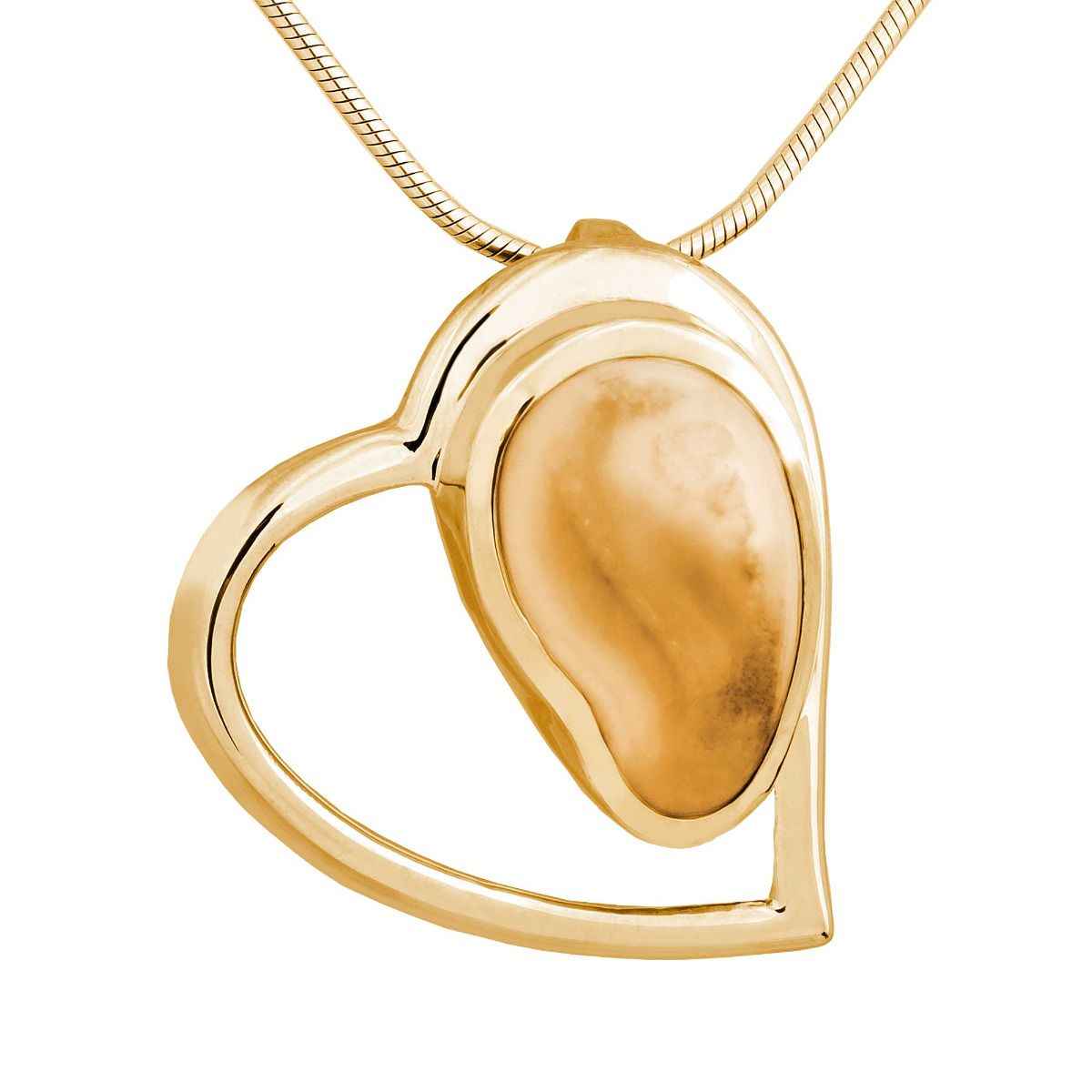Ladies' Elk Ivory Heart Necklace in 14K Yellow Gold - I420299 Lovett