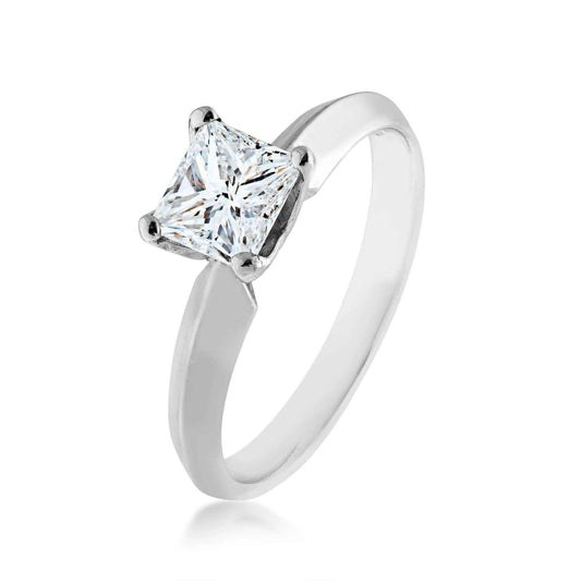 Canadian Rocks 1 ct. tw. Princess Cut Solitaire Diamond Engagement Ring in 14K White Gold front view