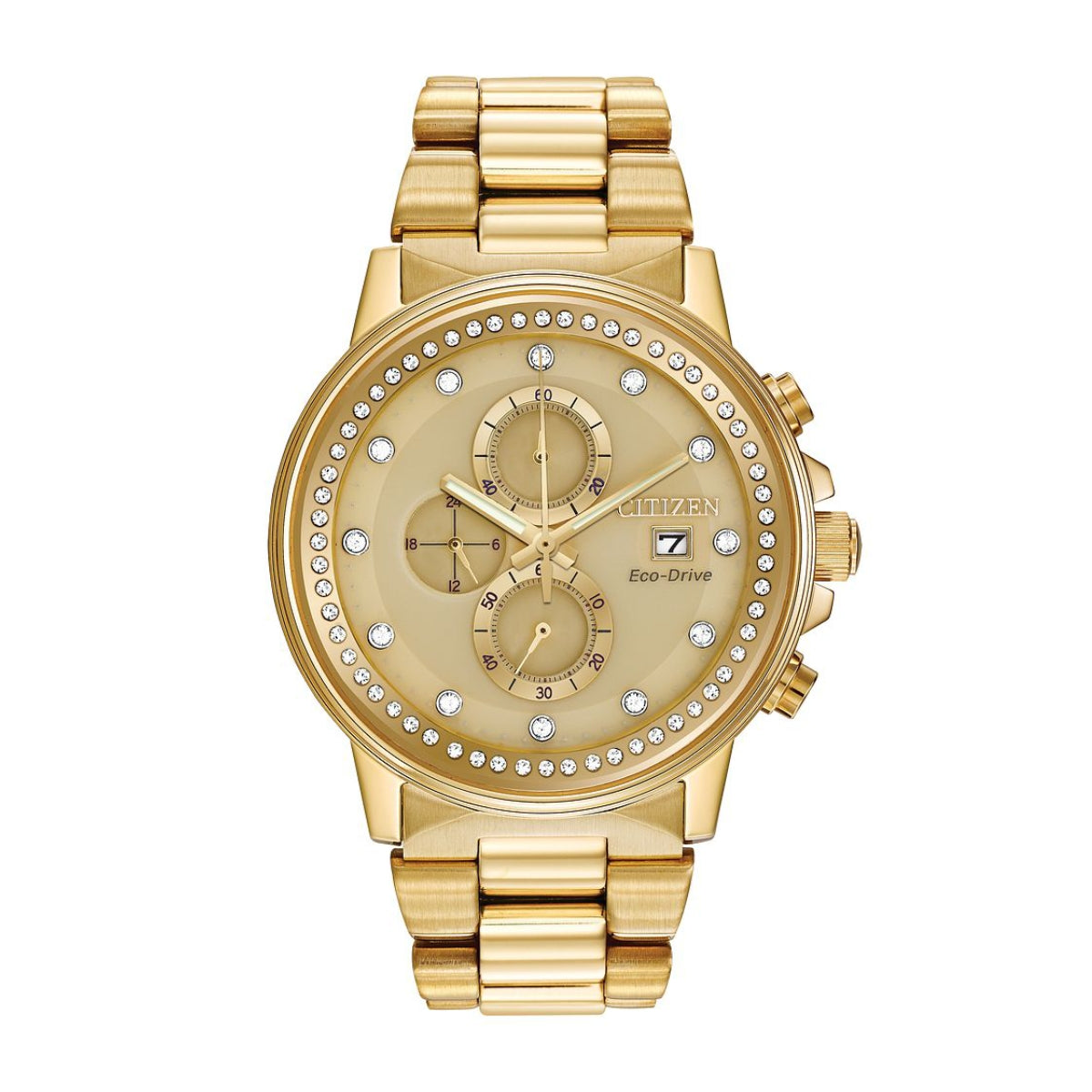 Citizen Ladies' Crystal Gold-Tone Stainless Steel Watch with Champagne Dial