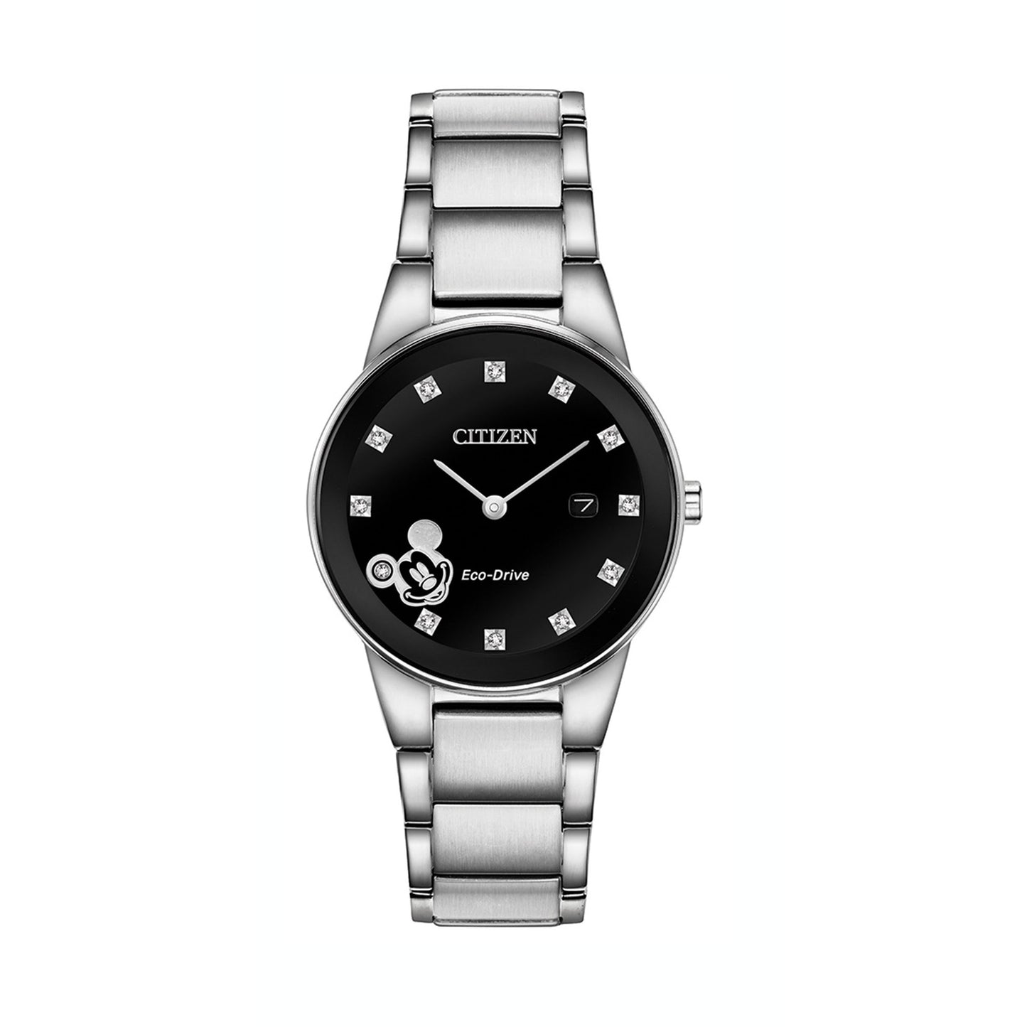 Disney Mickey Mouse Ladies' Stainless Steel Watch with Black Dial