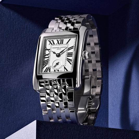 Frederique Constant Ladies' Carree Quartz Stainless Steel Watch with Silver Dial close-up detail (2)