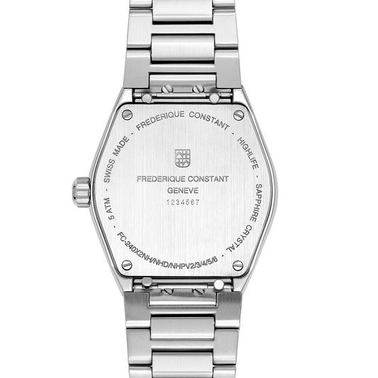 Frederique Constant Ladies' Highlife Quartz Stainless Steel Watch with Blue Dial front view