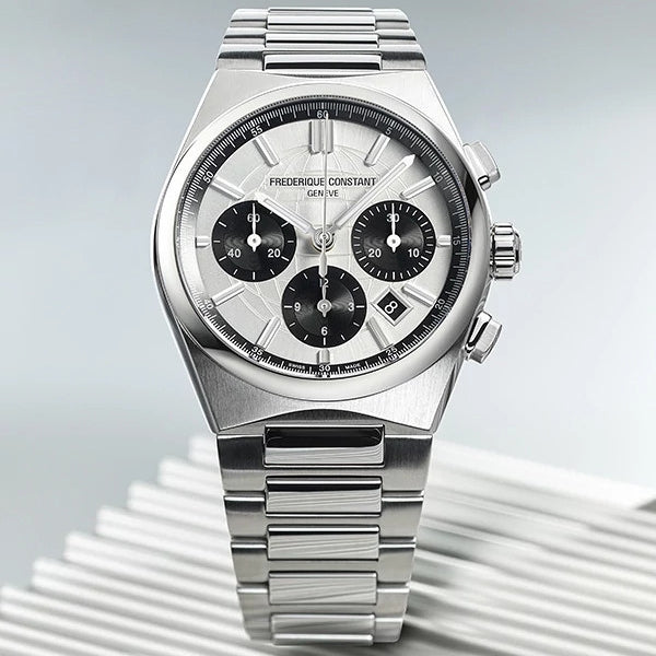 Frederique Constant Men's Highlife Automatic Stainless Still Watch with White Dial close-up detail