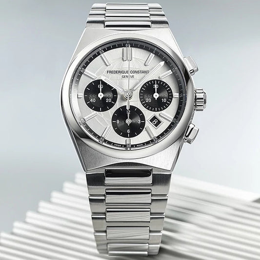 Frederique Constant Men's Highlife Automatic Stainless Still Watch with White Dial close-up detail