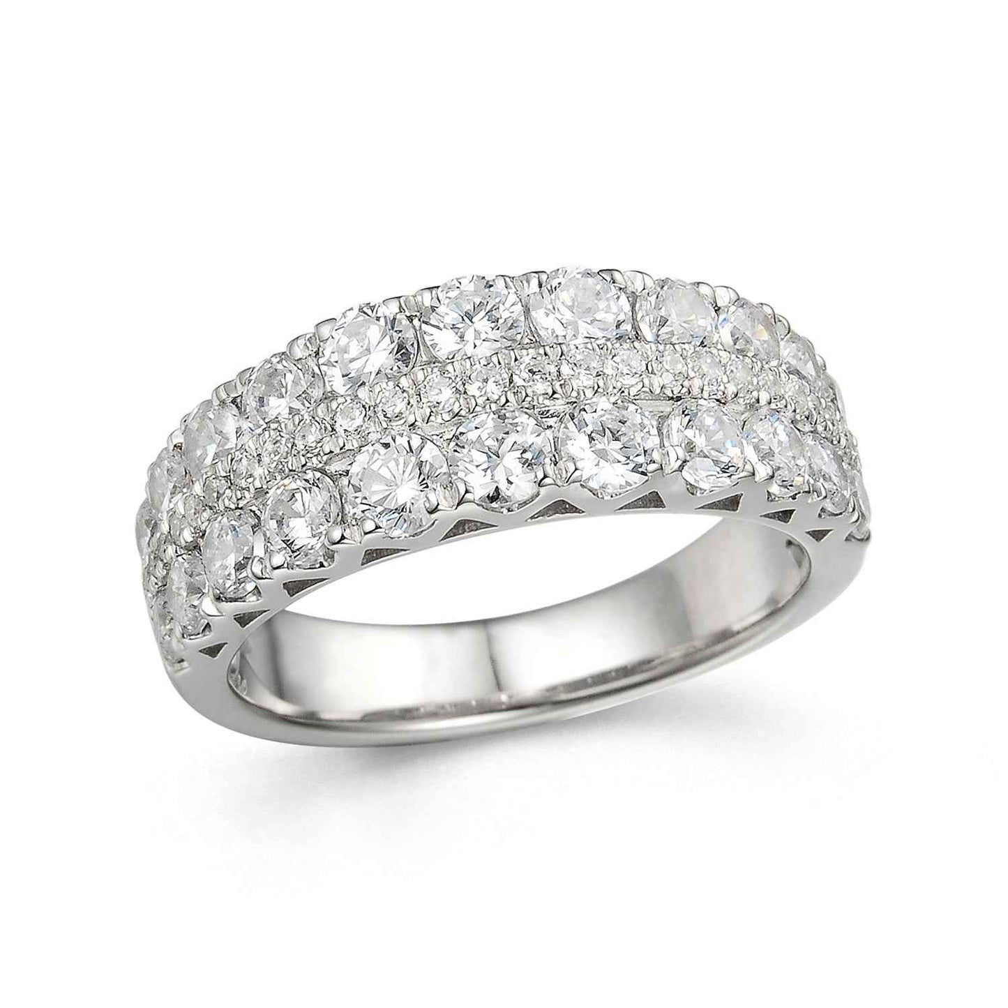 1-7/8 ct. tw. Round Triple Row Diamond Anniversary Wedding Band in 14K White Gold