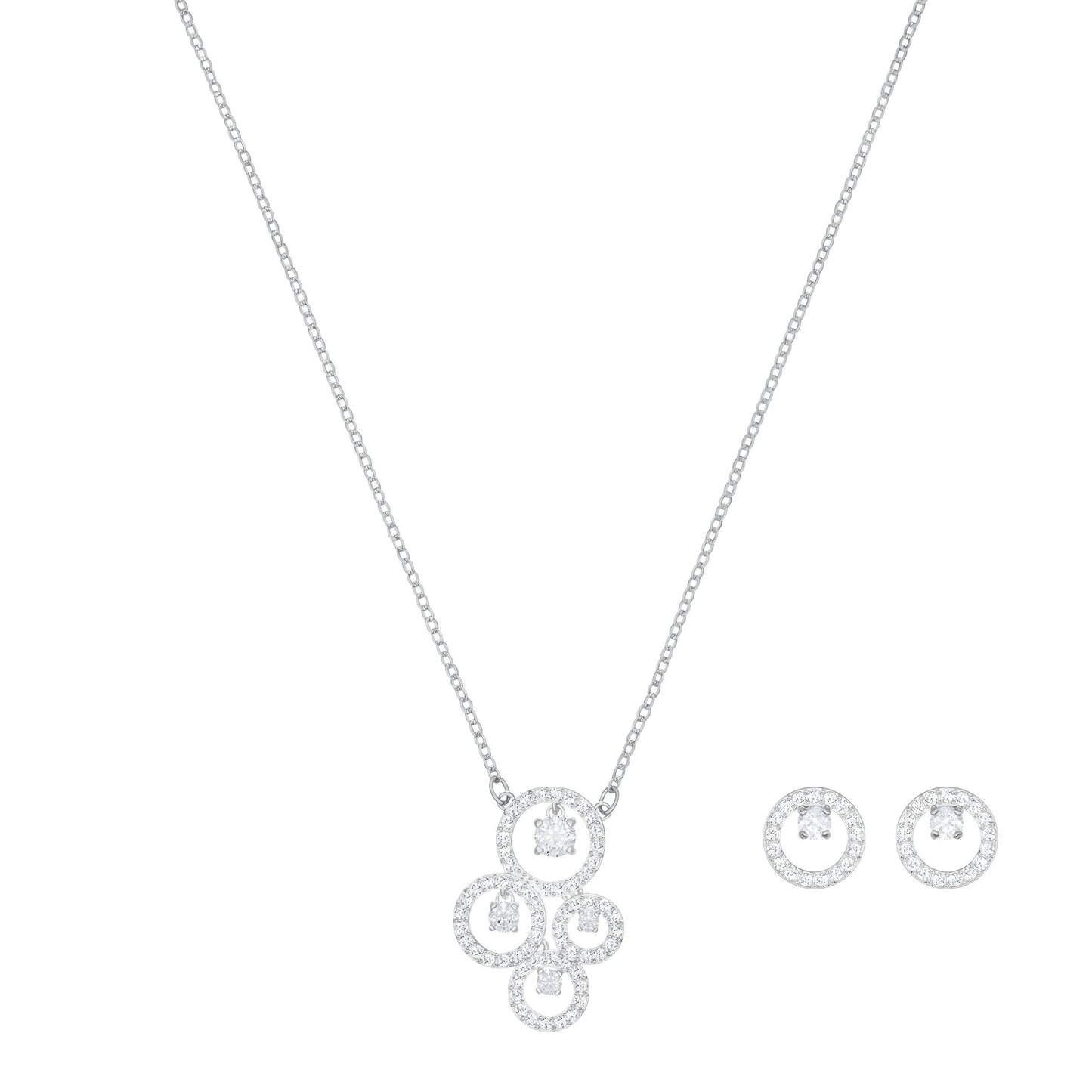 Swarovski Creativity Collection White Crystal Pendant and Earring Set in Silver Plating
